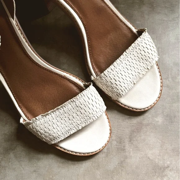 Frye Bianca Woven Back Zip Heeled Sandal Ivory Off White Size 9.5 - Picture 4 of 14